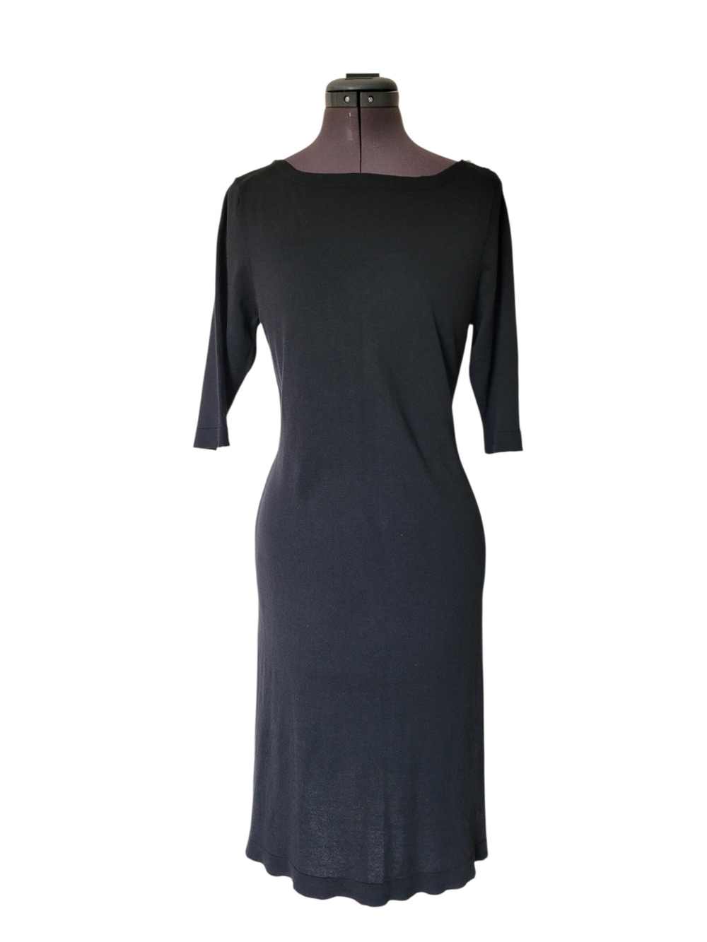 J.Crew 100% Cotton Knit Boatneck Midi Dress Nautical Anchor Buttons Quiet Luxury